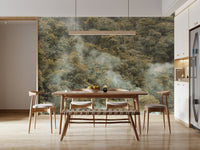 Ethereal fog enveloping the rich Misty Forest Canopy wall mural.