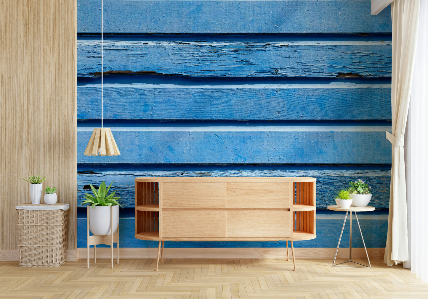 Rustic Aqua Wood Wall mural art Faded aqua color, natural grain.