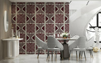 Tribal Wine Motif geometric wallpaper classic African-inspired cultural fabric print.