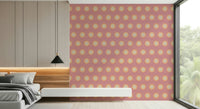 Blush Sunburst mid-century wall mural Subtle pinkish neutral sun art.