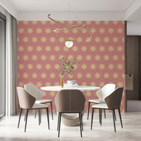 Dainty Blush Sunburst wallpaper Pretty retro floral abstract print.
