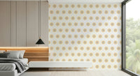 Neutral Radiant Sunburst Pattern print, decorative sun motifs, elegant home accent.