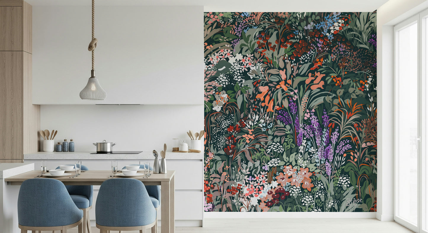 Deeply pigmented Biodiversity Canvas room decor, abundant plant life, earthly splendor.