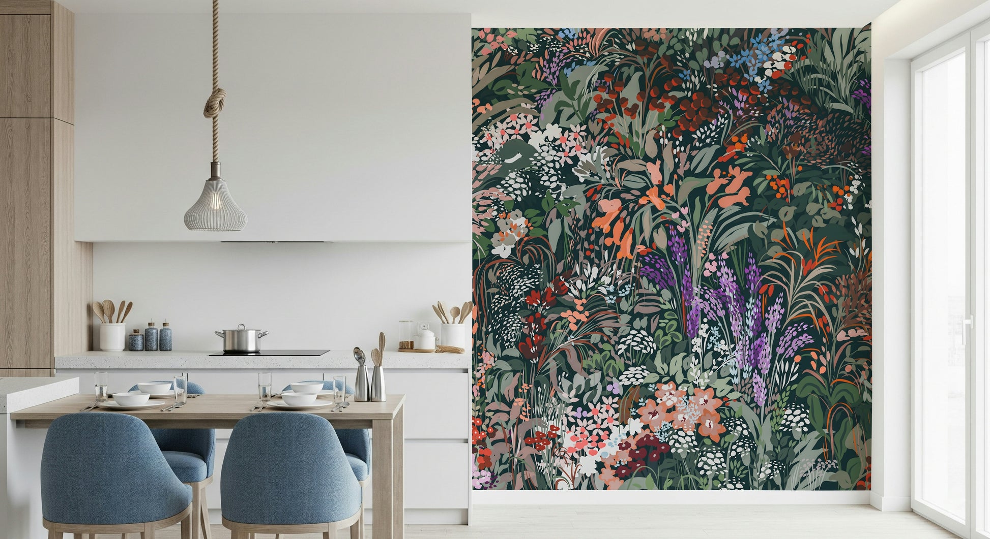 Deeply pigmented Biodiversity Canvas room decor, abundant plant life, earthly splendor.