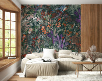 Gorgeous Biodiversity Canvas wall design, jungle botanicals, lively atmosphere, interior.