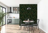 Botanical Nightfall wallpaper featuring dark, moody foliage against a twilight backdrop.
