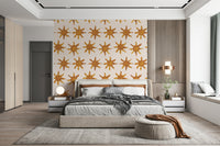 Abstract yellow brushstrokes creating a lively, warm atmosphere.