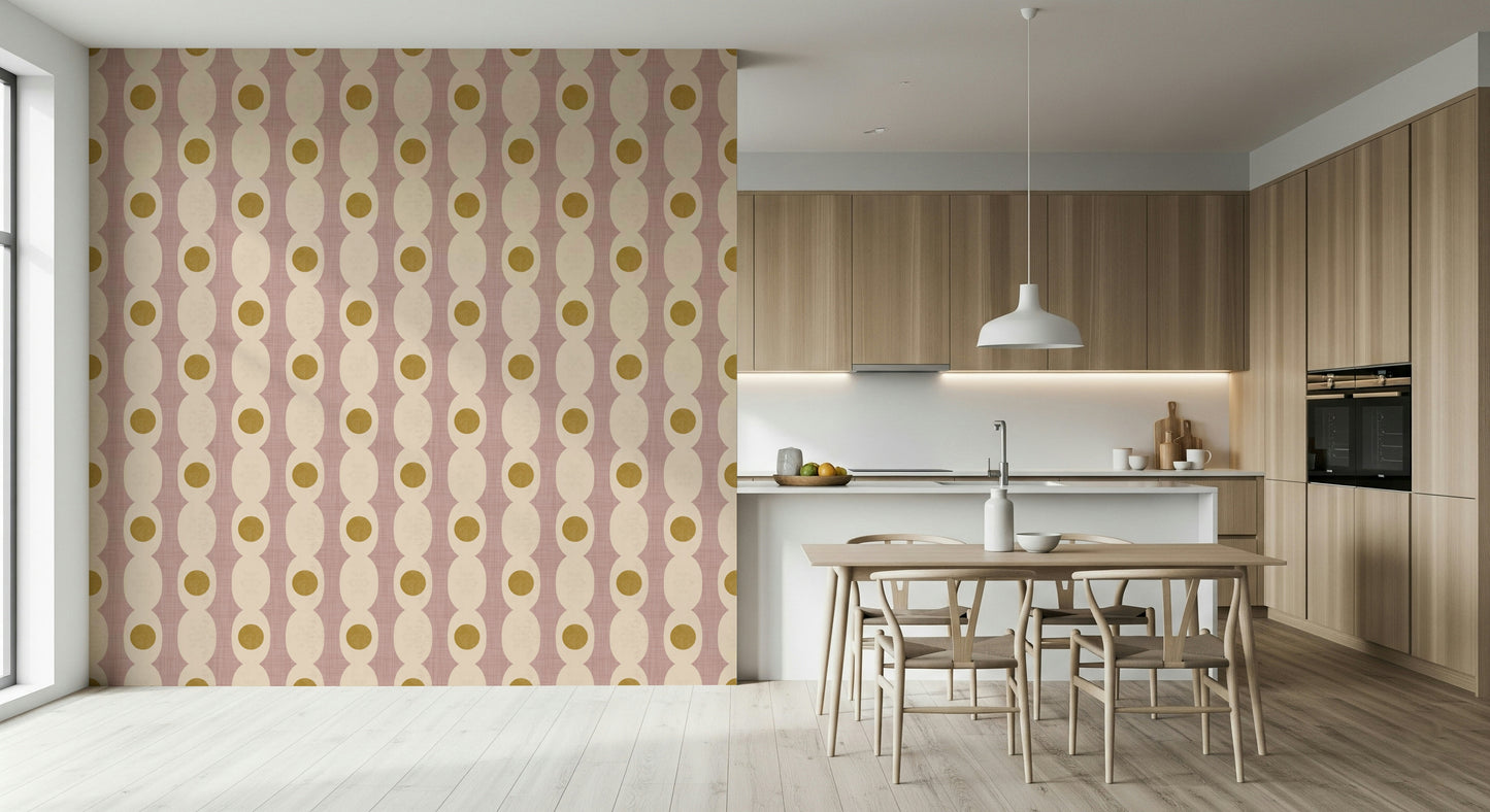 Geometric linked mod design creating a refined, contemporary wall accent.