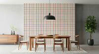 Warm plaid-inspired checkered design wallpaper for cozy interior décor.