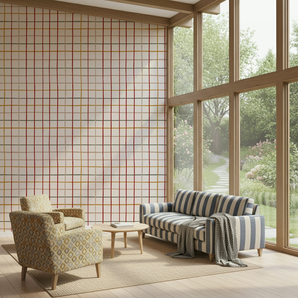 Cozy plaid-style checkered wallpaper with gentle warm shading.