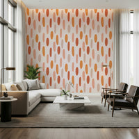 Warm terracotta and peach shapes creating a simple yet stylish patterned wallpaper.