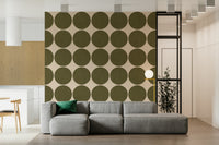 Clean and warm dot pattern with natural linen-effect circles for a modern organic look