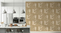 Rustic Western Dream wallpaper showcasing Western boots and desert elements in a repeating layout.