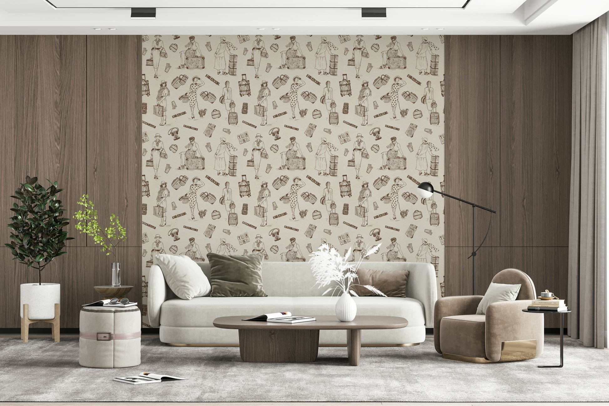 Illustrated travel moments featuring maps, monuments, and adventure symbols.