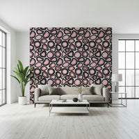 A pink agate wallpaper featuring layered stone-like patterns with rich mineral textures.