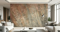 Serene nature mural with delicate fountain grass blowing softly in the breeze.