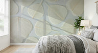 White translucent leaves Elegance wall mural natural art.