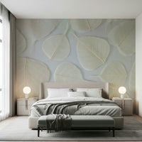 Intricate vein pattern Fragile leaf wallpaper pale backdrop.