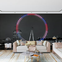 London giant Wheel colorful wallpaper impressive Reflecting image.