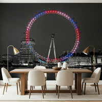 Vibrant light Reflecting Eye at night wall mural London scene.