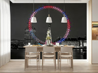 Riverfront Eye attraction wall mural dynamic London perspective.