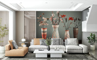 Bohemian Floral Collection mural delicate pink flowers.