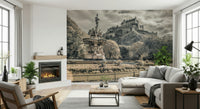 Historic Edinburgh Castle cityscape wall mural scenic design