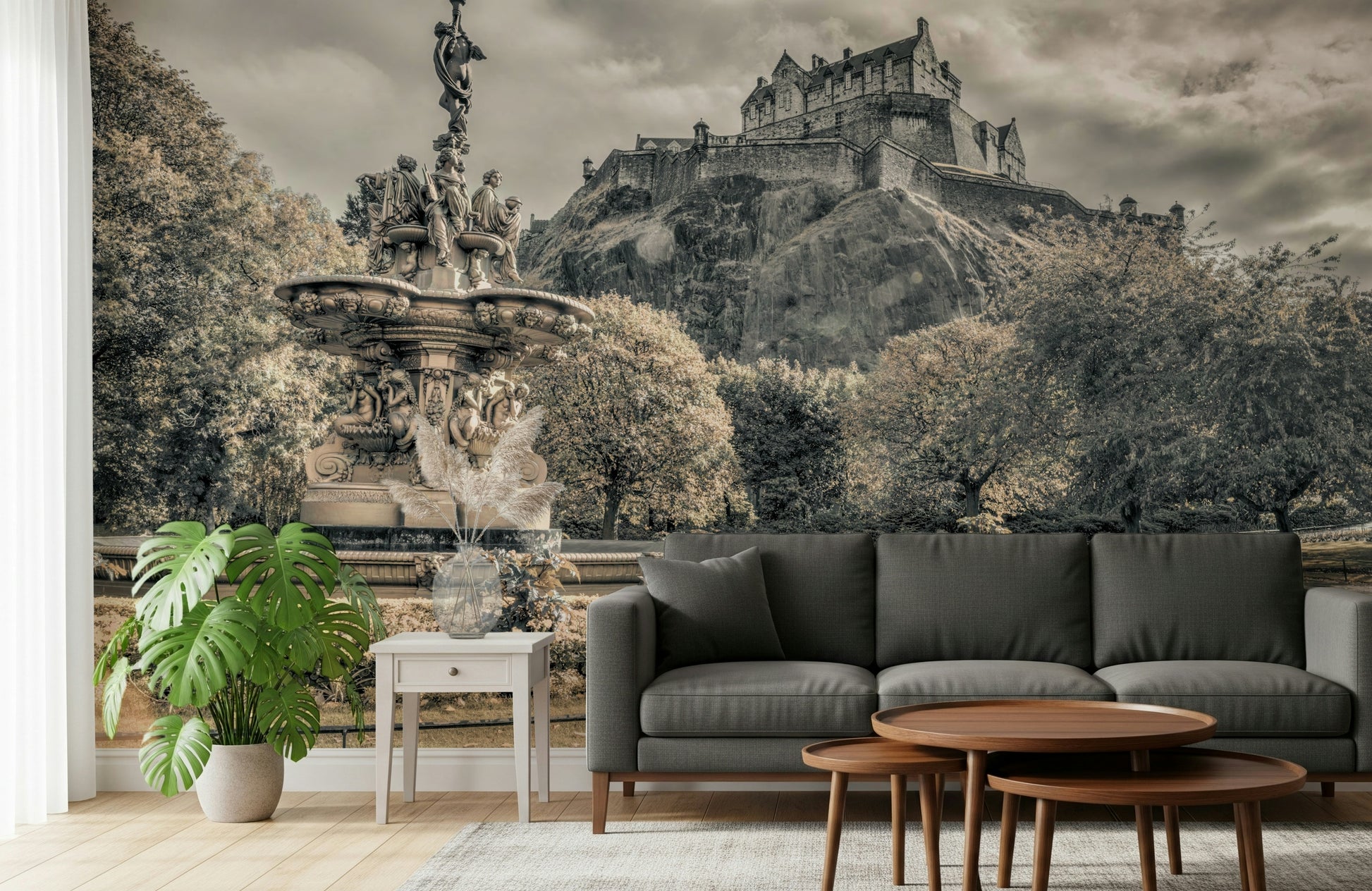 Scottish Castle Vista skyline wallpaper for travel theme room
