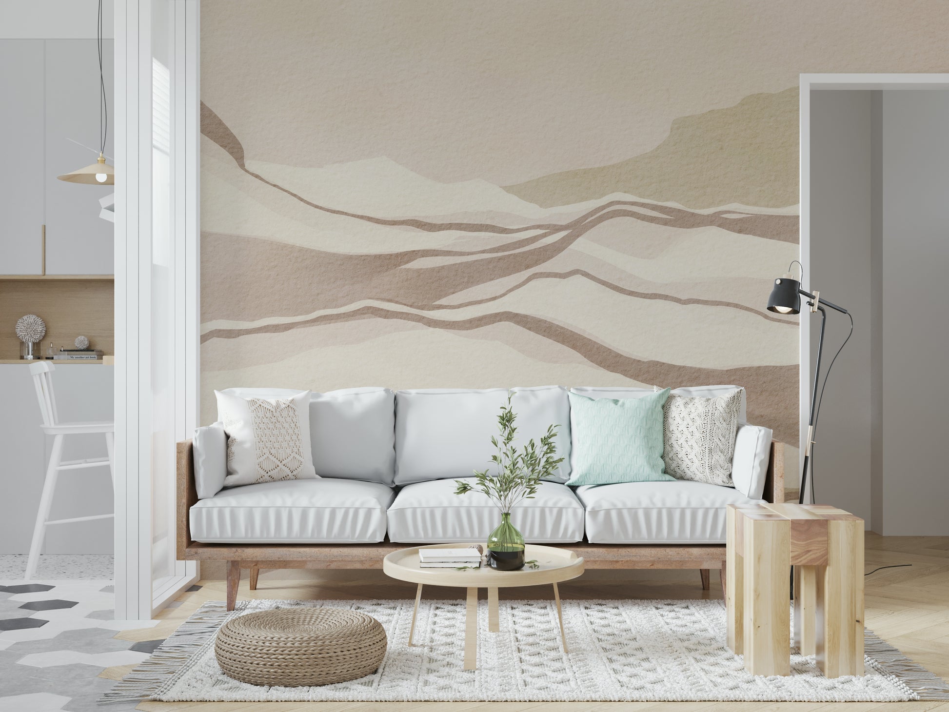 Sophisticated Neutral Desertscape design with drift patterns for hallway accent.