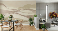 Artistic mural wallpaper depicting quiet dusty horizon in Neutral Desertscape theme.