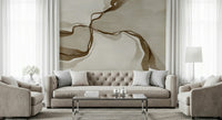 Organic Whispers of Sepia art with flowing mocha lines for modern decor.