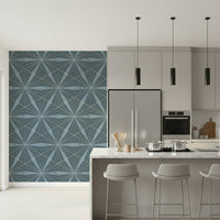 Azure Radiance wallpaper with elegant geometric fan patterns.