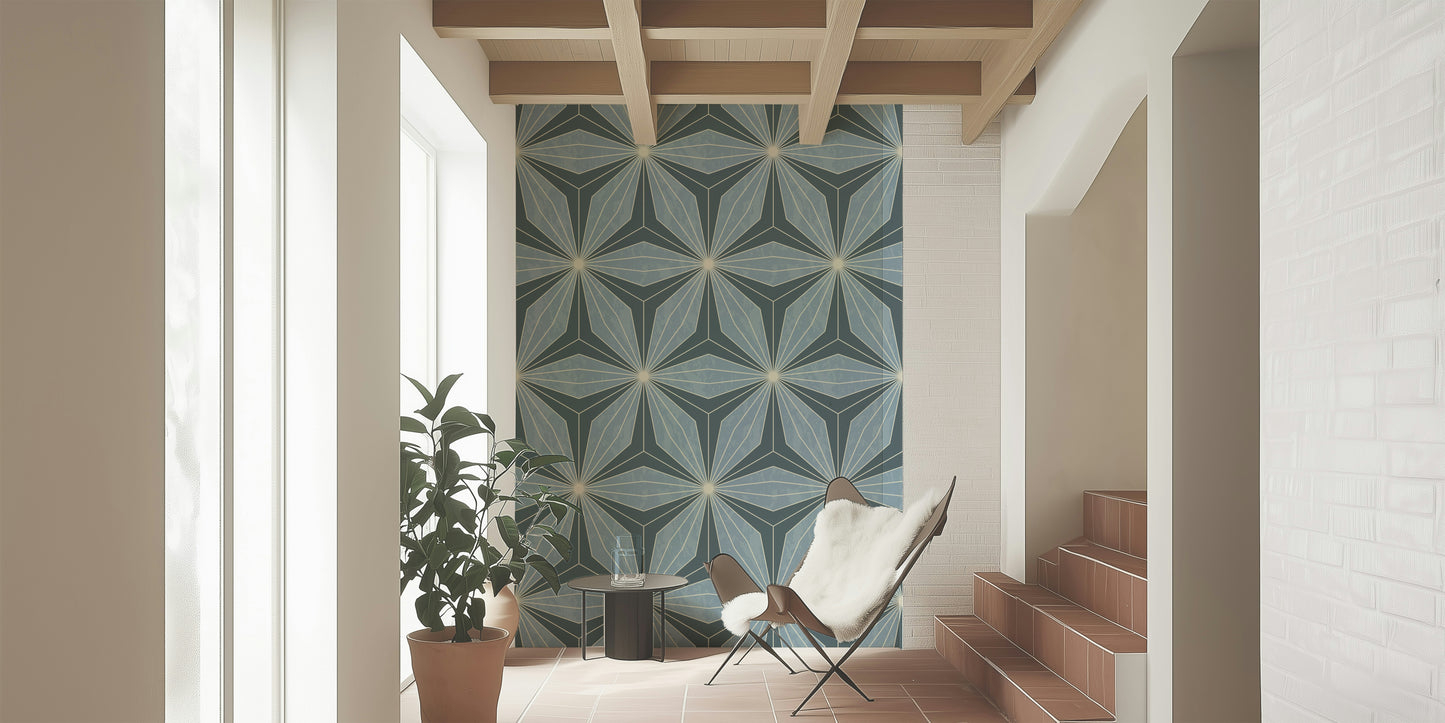 Striking Art Deco Radiance mural showcasing sharp, elegant geometry.
