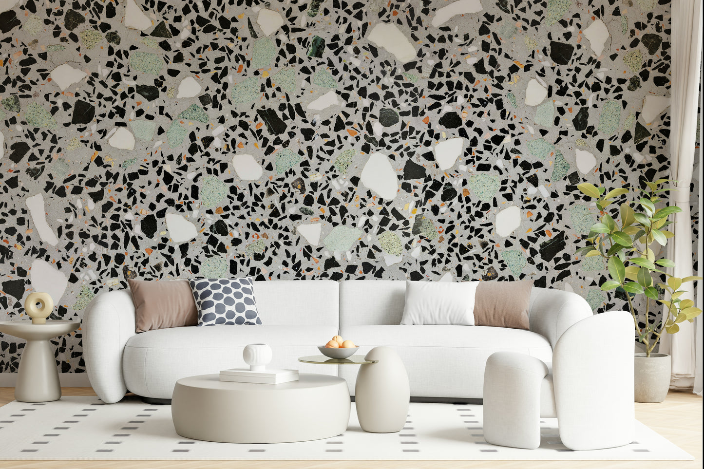 Grey aggregate surface graphic wall mural sleek sophisticated design.
