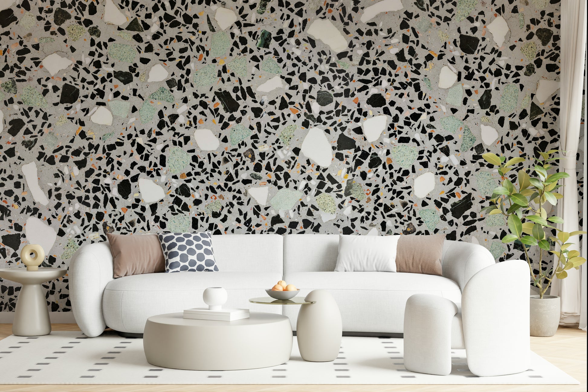 Grey aggregate surface graphic wall mural sleek sophisticated design.