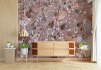 Irregular pebble Terrazzo patterned wallpaper.