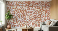 Terra-cotta natural wallpaper. Warm stone terrazzo mural design.