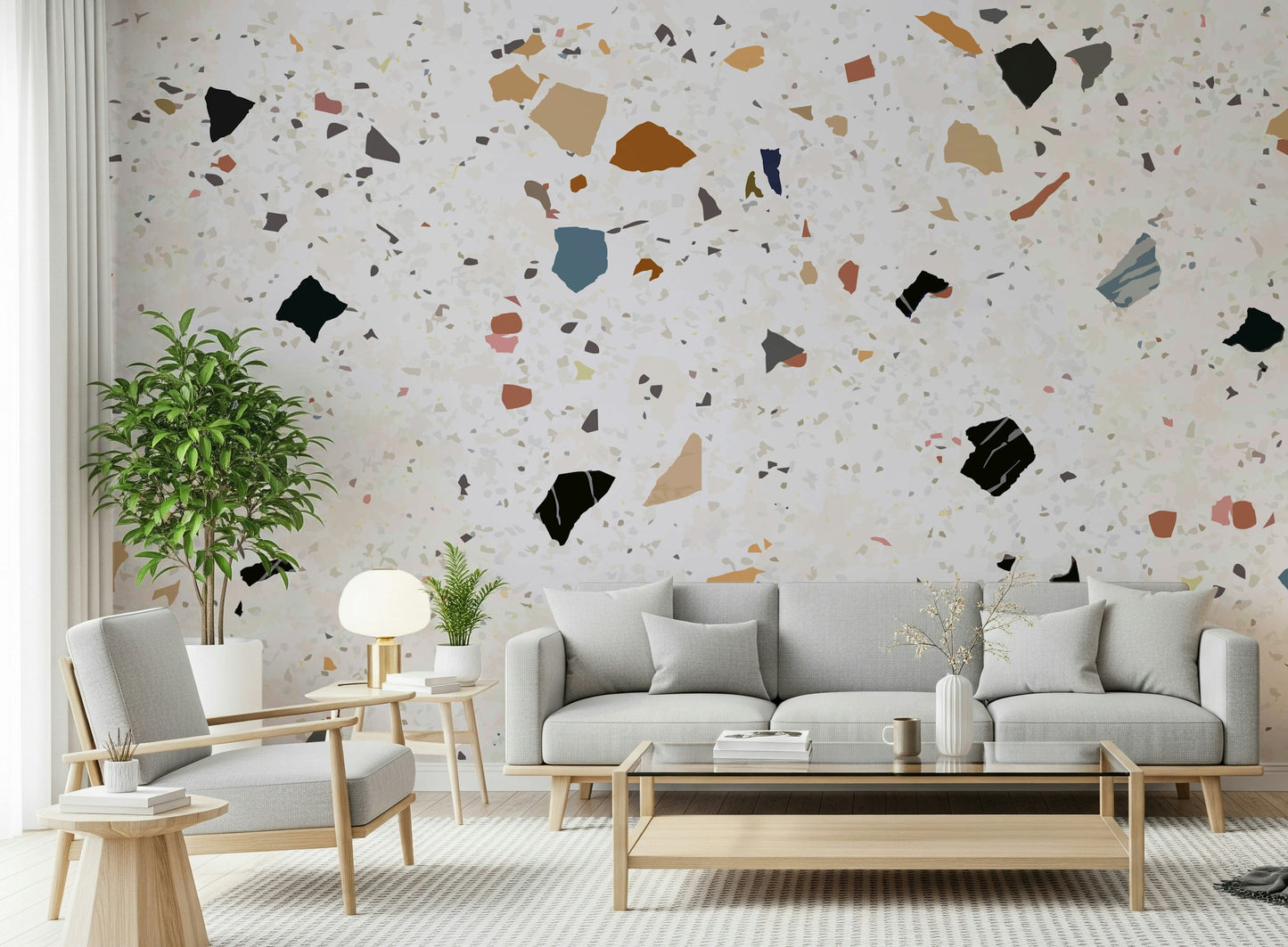 High-quality marble stone terrazzo wallpaper, unique visual depth.