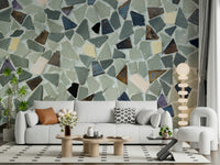 Textured mosaic fragments wall covering for stylish interior