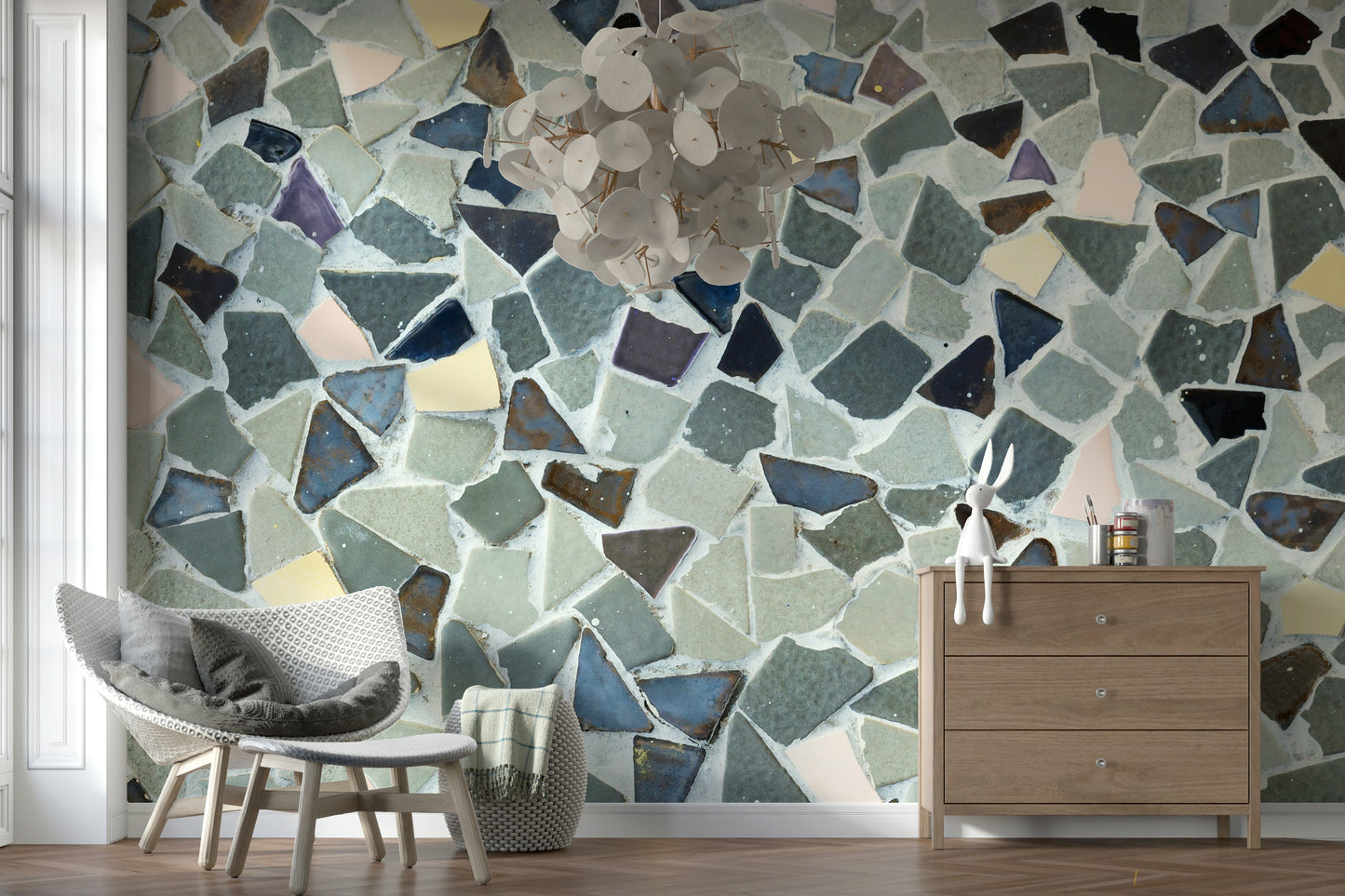 Individual Natural Look Tile geometric wallpaper elements.