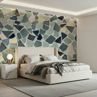 Eclectic Fragmented Harmony Natural Look Tile mural design.
