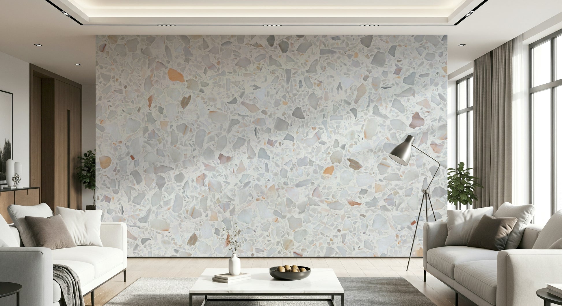 Modern Terrazzo Natural Marble wallpaper: Light speckle design.