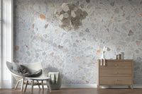 Delicate Natural Marble terrazzo wallcovering pattern.