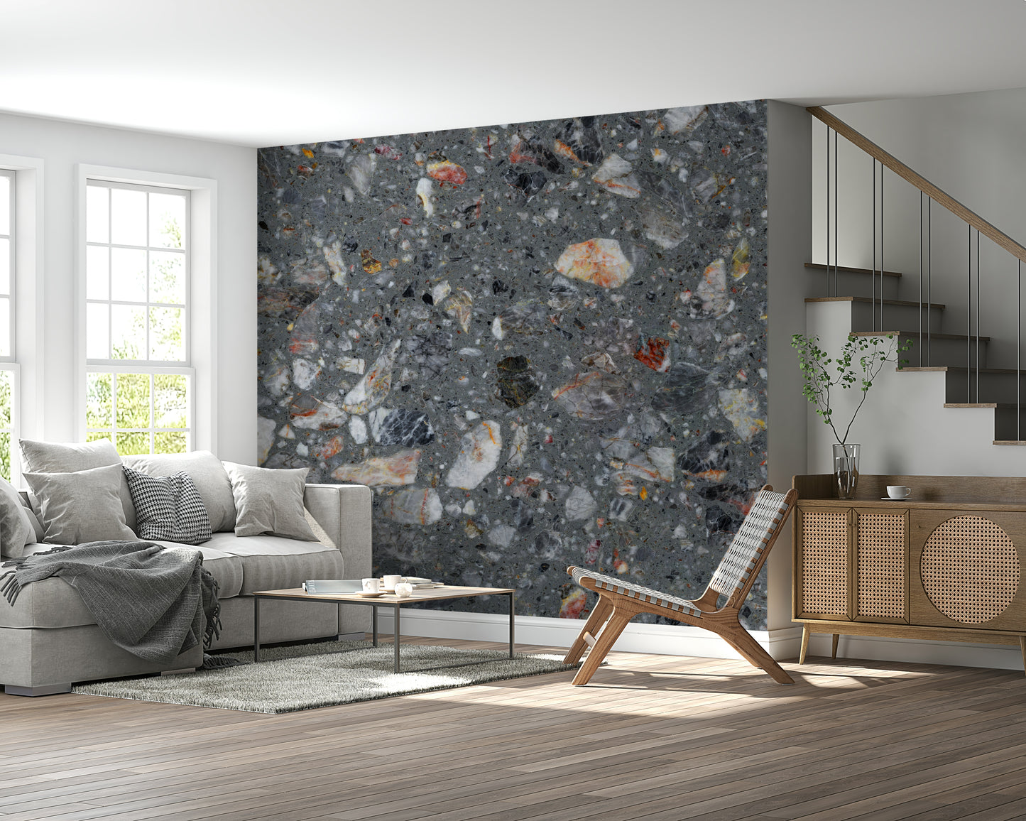 Pebble Stone Harmony fine texture wallpaper durable material design.