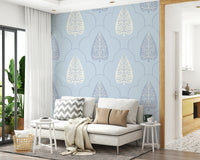 Flowing vine tree graphic wallpaper, charming subtle color, Arbor Branch Harmony.