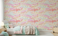 Dynamic colorful streak wall mural, Candy Pastel Strokes, modern graphic product.