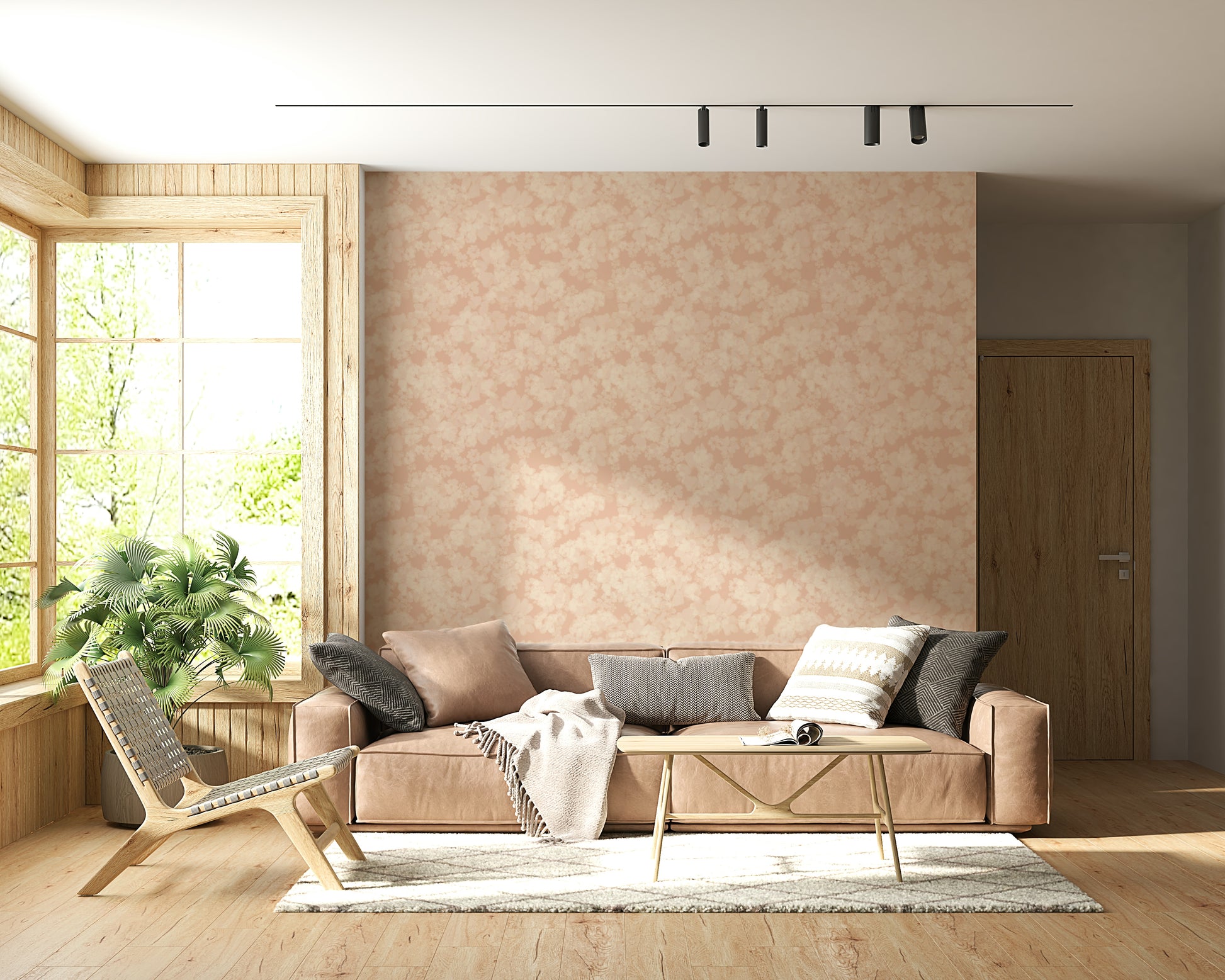 Monochrome pink hues for Blush Bloom Brushstrokes cozy wallpaper.