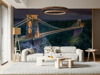 Lit cables and towers of Clifton Suspension Bridge for walls.