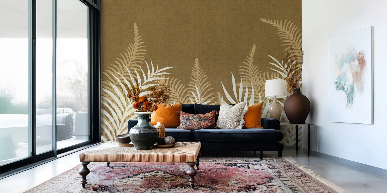 Into The Jungle Golden, luxurious, textured wallpaper, striking style.