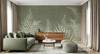 Tranquil fern patterned wall mural for an earthy interior décor.